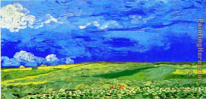 Wheatfield under thunderclouds painting - Vincent van Gogh Wheatfield under thunderclouds art painting